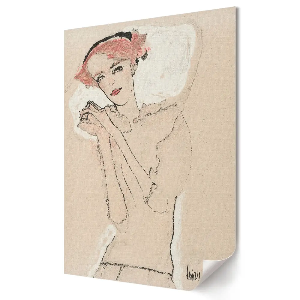 Tablou canvas cu grafică murală în nuanțe delicate de roz