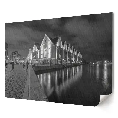 Tablou canvas modern cu vedere nocturnă a râului și a clădirilor