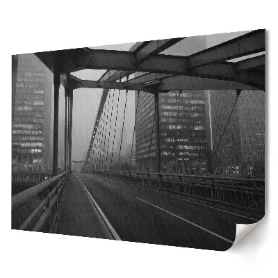 Poster pentru living cu peisaj urban și pod încețoșat