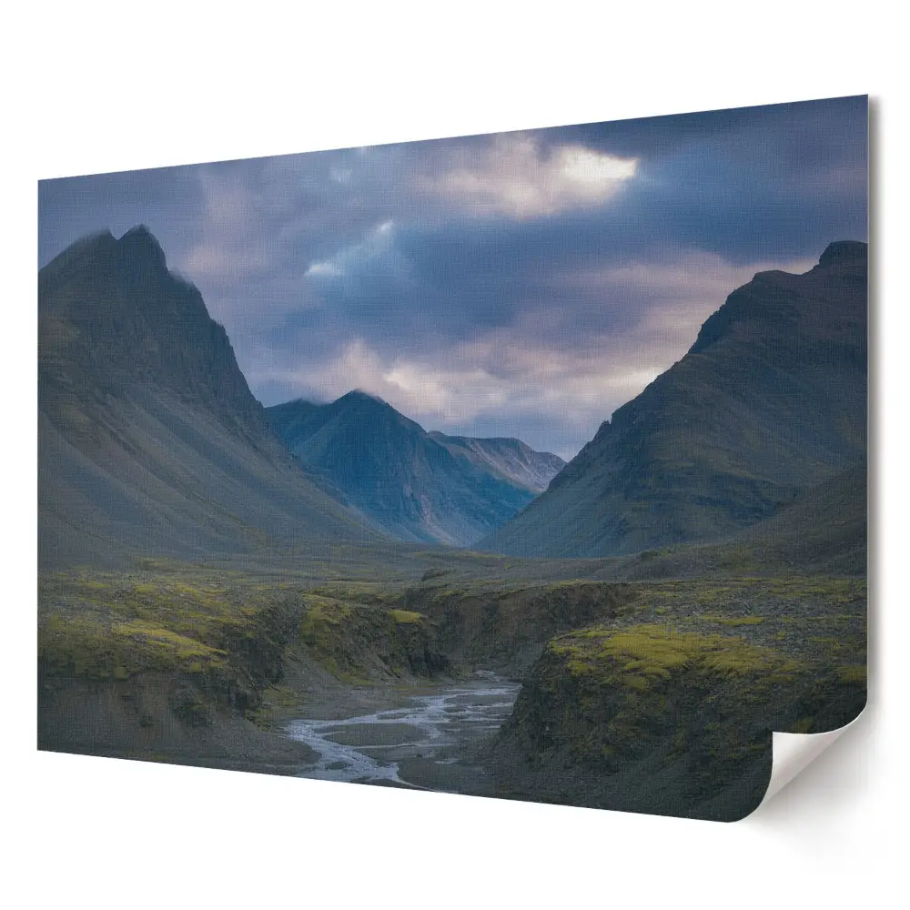 Tablou canvas modern cu peisaj montan la amurg