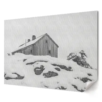 Tablou canvas modern cu peisaj de iarnă și casă în zăpadă