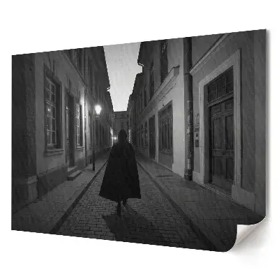 Tablou canvas modern cu siluetă neagră pe stradă pe timp de noapte