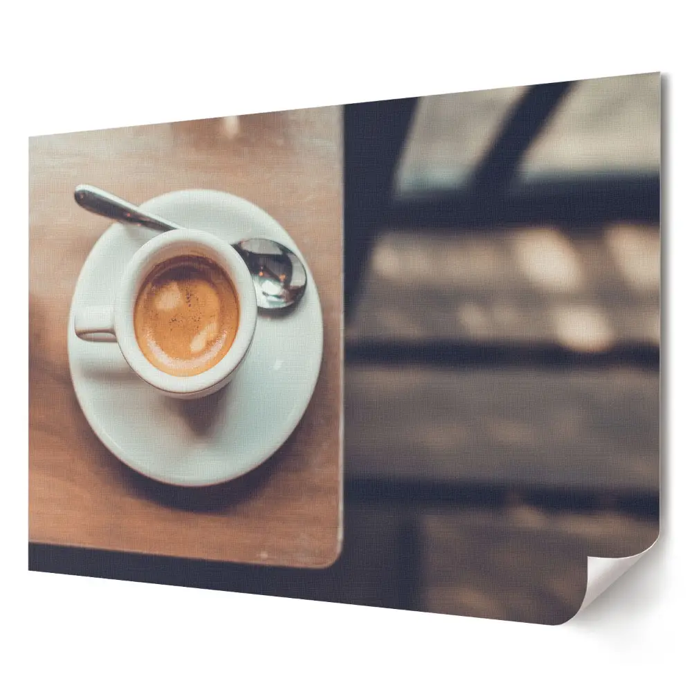 Poster decorativ pentru living Cafea de dimineață pe o masă de lemn