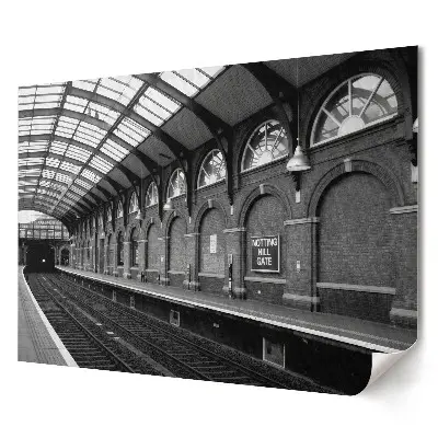 Poster de perete elegant cu stația de metrou Notting Hill Gate alb-negru