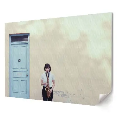 Poster de perete elegant Saxofonistul de la ușa albastră