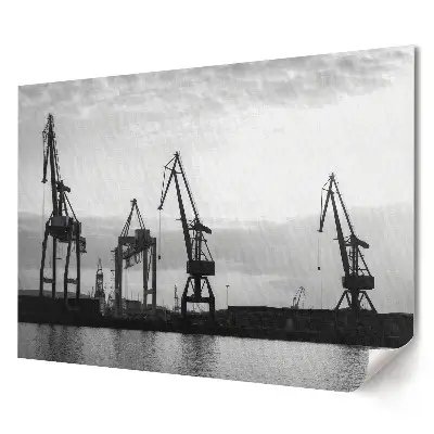 Tablou canvas modern cu macarale portuare în alb și negru