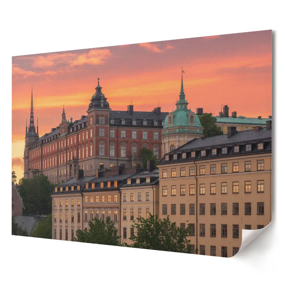 Tablou canvas modern cu apus de soare în Stockholm