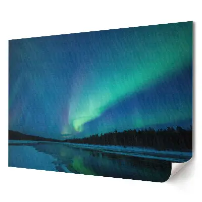 Poster cu Aurora boreală deasupra unui peisaj de iarnă pentru living