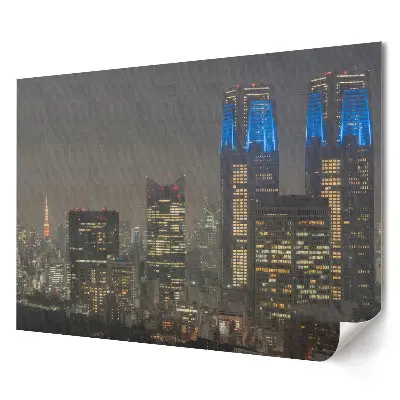 Tablou canvas modern cu panoramă nocturnă a orașului Tokyo și zgârie-nori