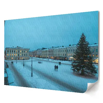 Poster de perete elegant cu peisaj urban de iarnă la amurg