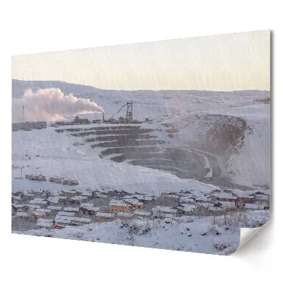 Tablou canvas modern cu peisaj de iarnă cu mină montană