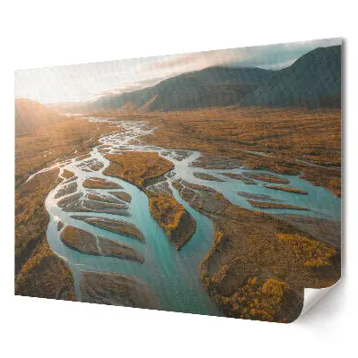 Tablou canvas modern cu peisaj pitoresc de toamnă pe râu