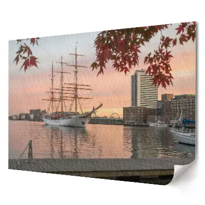 Tablou canvas modern cu apus de soare deasupra portului