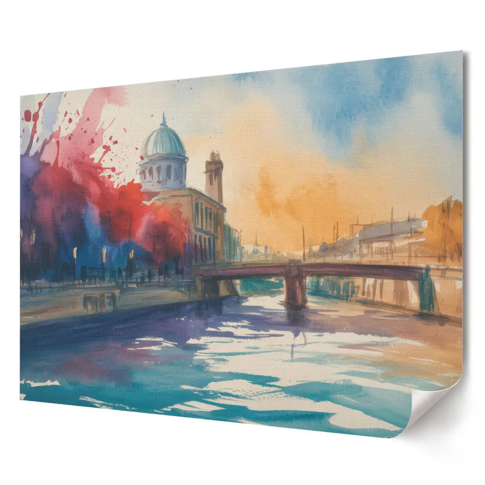 Tablou canvas modern cu vedere pitorească asupra râului și a orașului