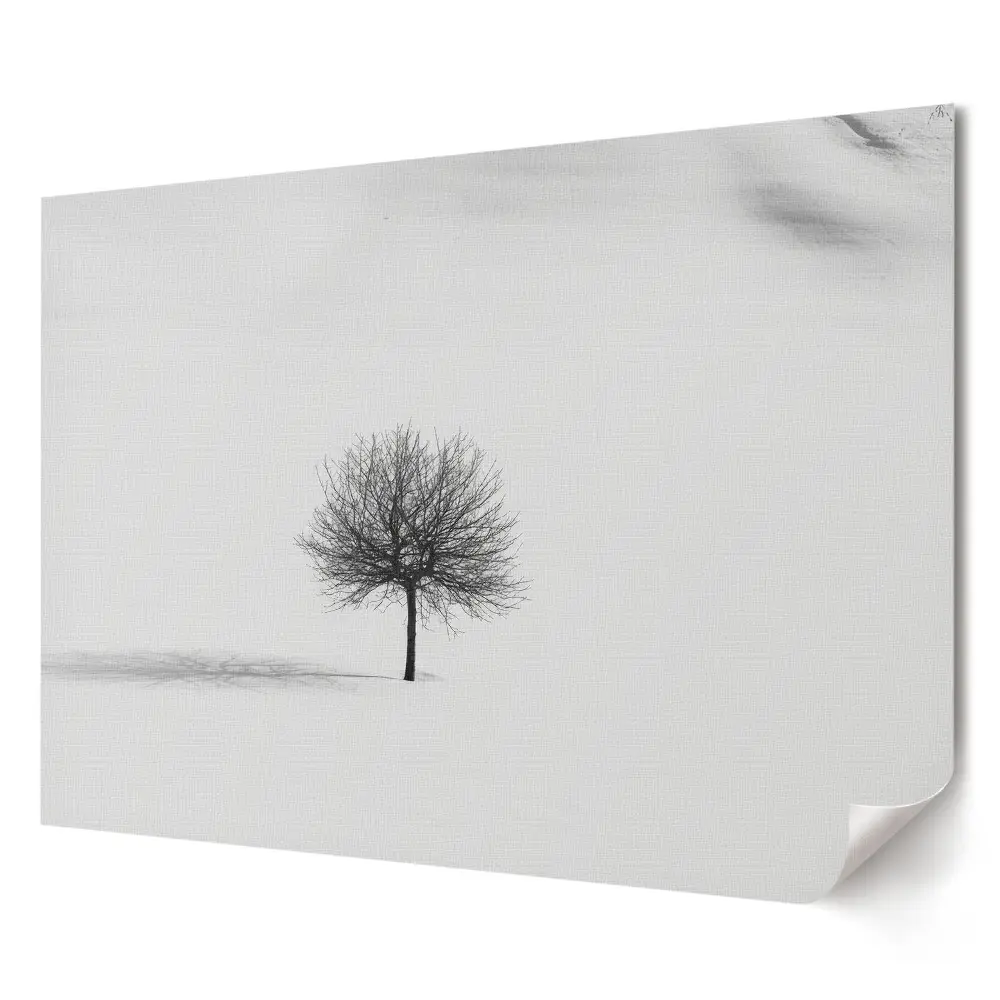 Tablou canvas modern cu copac solitar în peisaj de iarnă