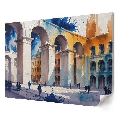 Poster de perete elegant cu arhitectură în stropi colorați de vopsea
