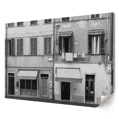 Poster pentru living cu ilustrație monocromă cu case tradiționale italiene