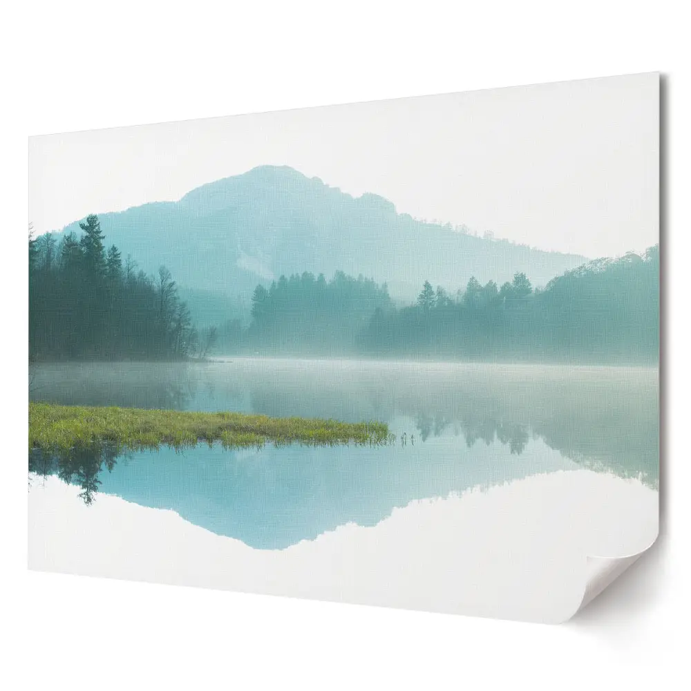 Poster stilizat pentru living Calm de dimineață la lacul de munte