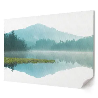 Poster stilizat pentru living Calm de dimineață la lacul de munte