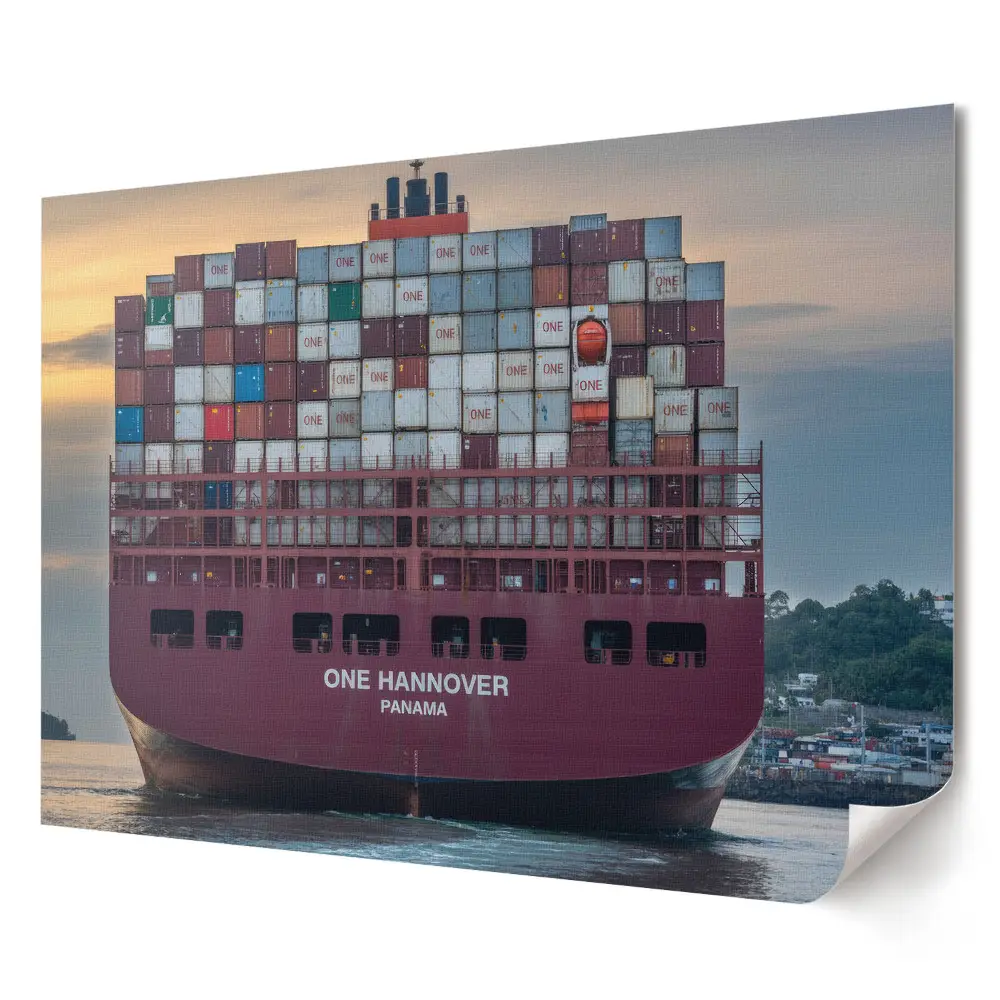 Poster de perete elegant cu o navă container gigantică în port