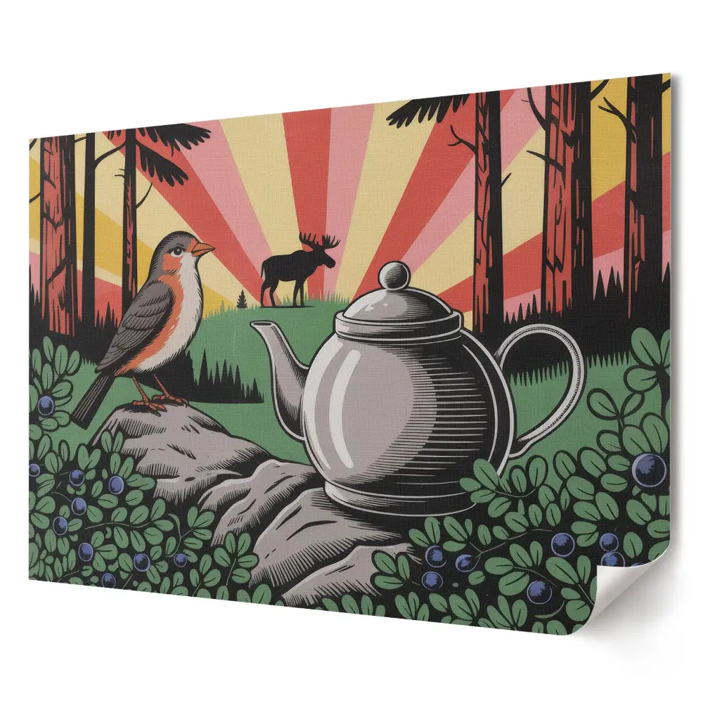 Tablou canvas modern Relaxare cu ceai într-un cadru forestier