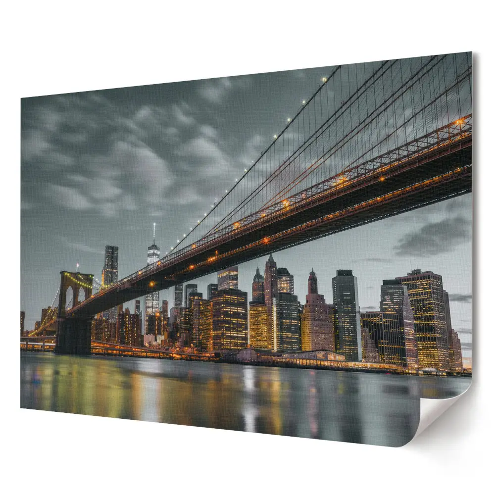 Poster de perete elegant cu peisajul nocturn al podului din New York