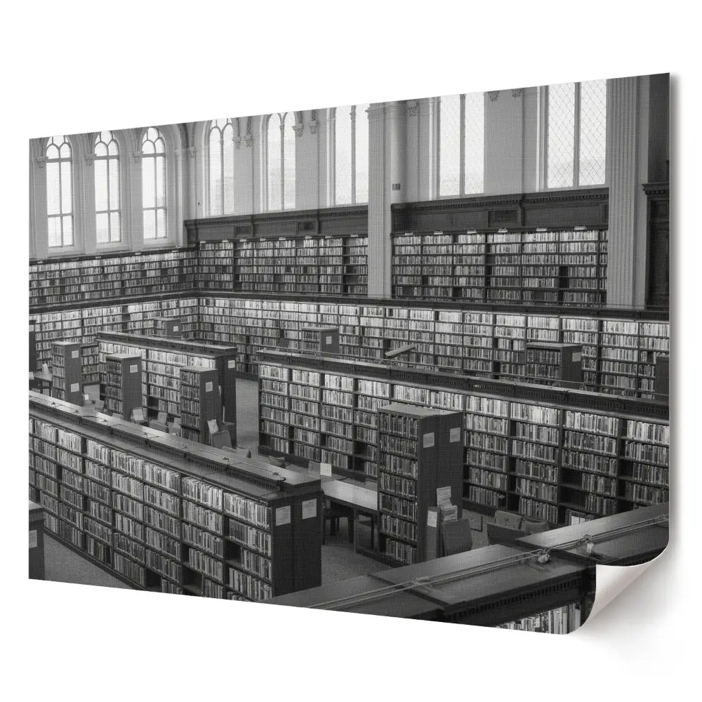 Tablou canvas modern O bibliotecă plină de cărți monocrome