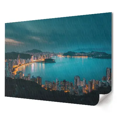Tablou canvas modern cu apus de soare deasupra unui oraș de coastă