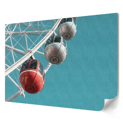 Poster pentru living cu ilustrație stilizată de cabane colorate pe roata Ferris
