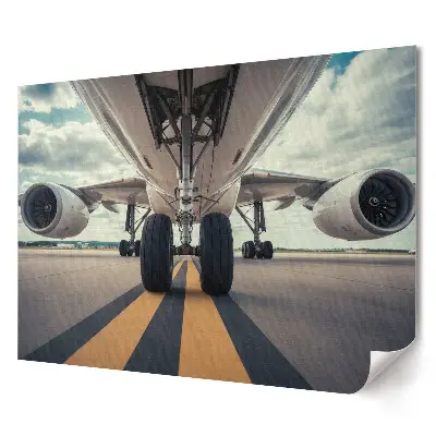 Poster stilizat pentru living cu tren de aterizare de aeronavă pe pistă