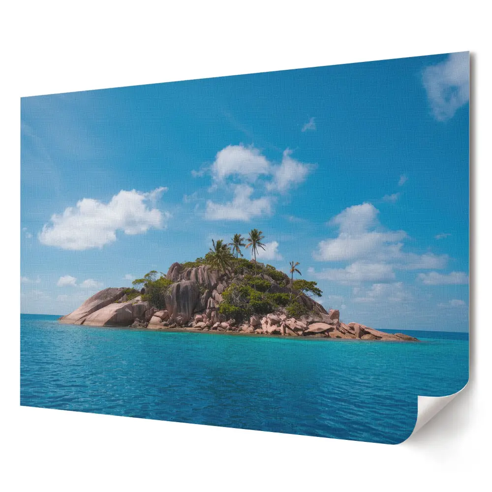 Poster pentru living cu peisaj exotic: insulă paradisiacă în oceanul albastru