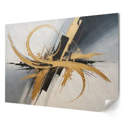 Poster de perete elegant cu compoziție abstractă în tonuri aurii