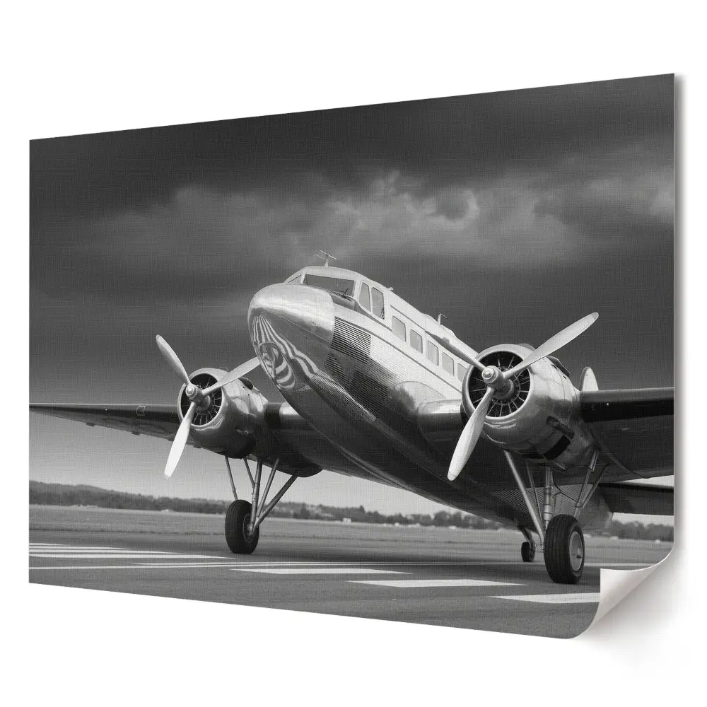 Tablou canvas modern reprezentând un avion vechi pe pistă