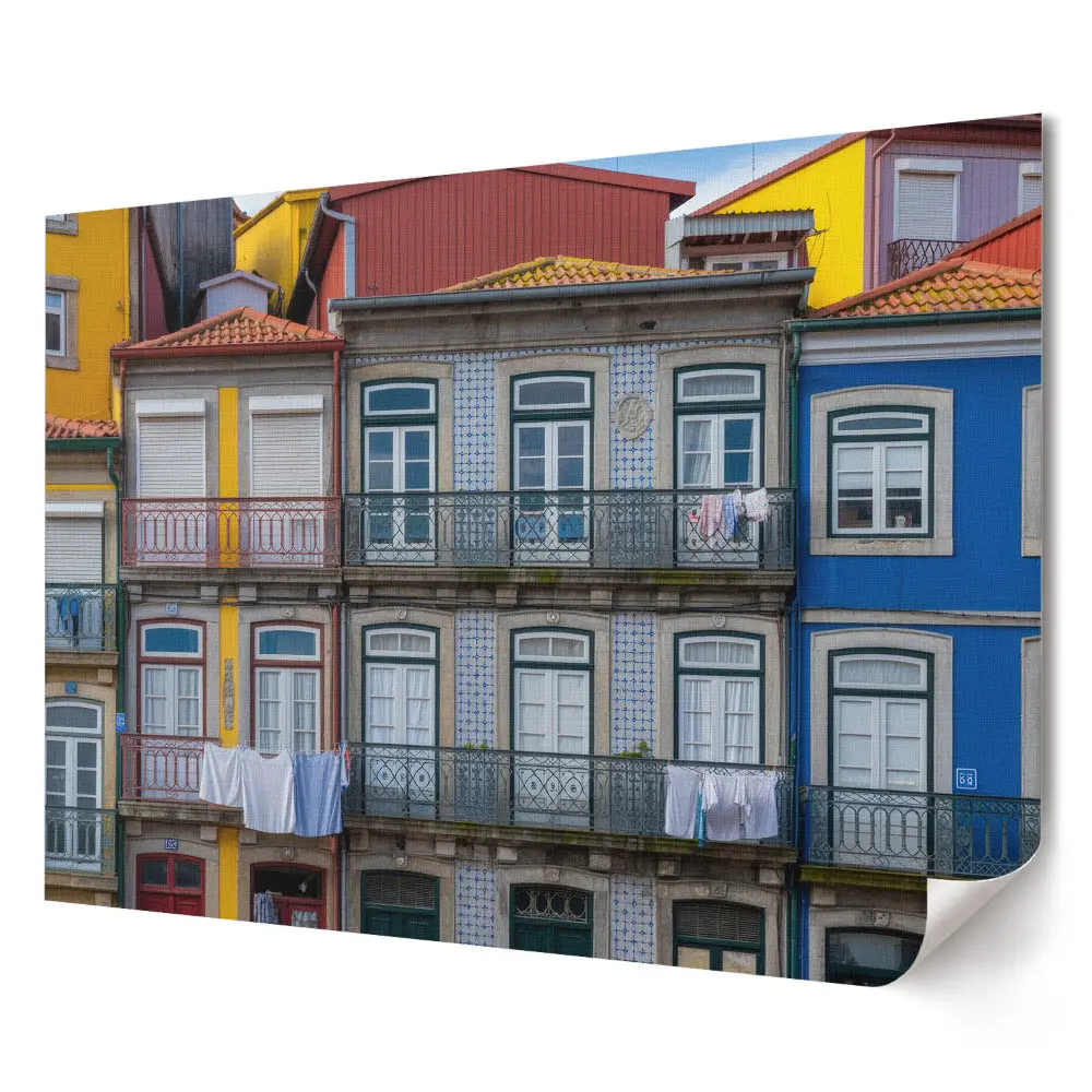Poster decorativ pentru living cu case colorate din Porto