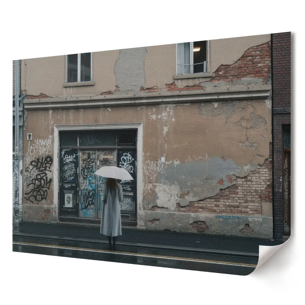 Tablou canvas modern O figură singuratică într-un peisaj ploios