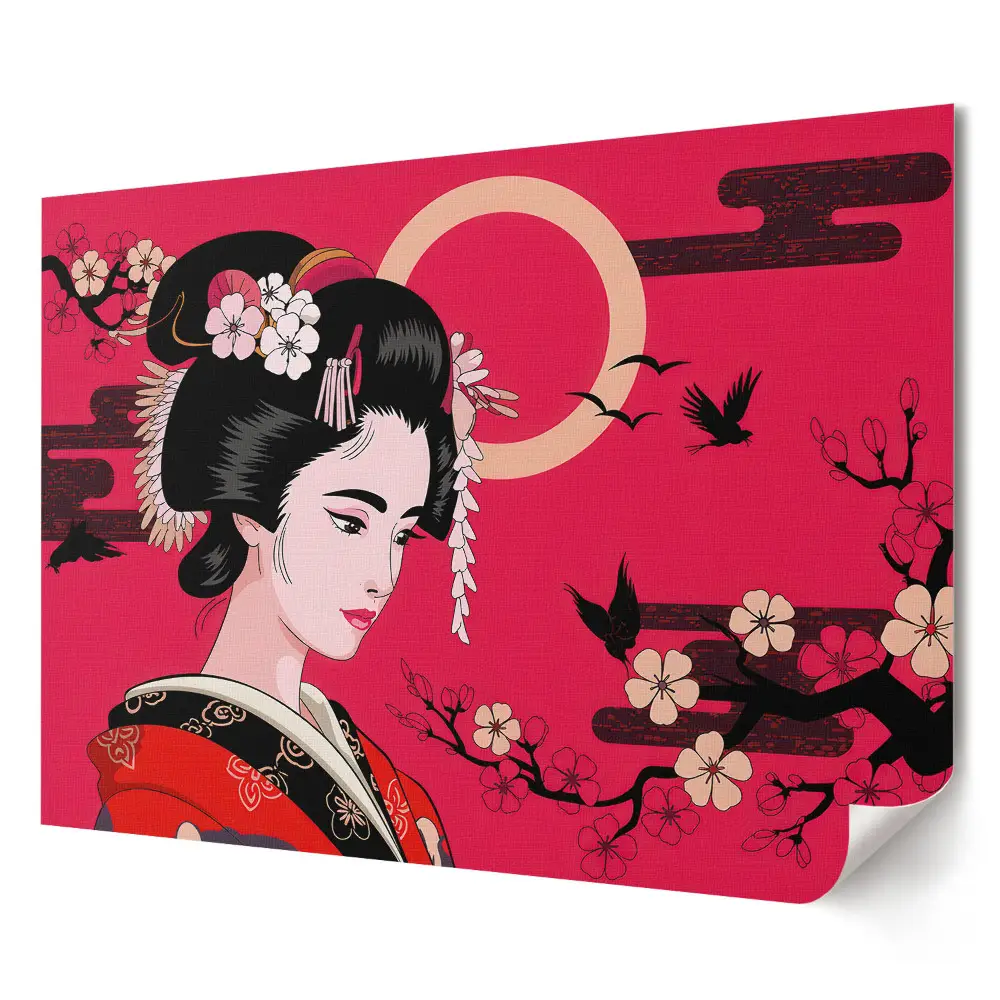 Poster de perete elegant cu peisaj japonez înflorit