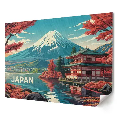 Poster decorativ pentru living cu peisaj de toamnă și Muntele Fuji