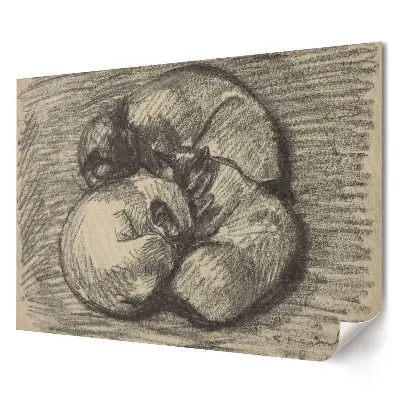 Tablou canvas modern cu natură statică reprezentând fructe desenate în creion