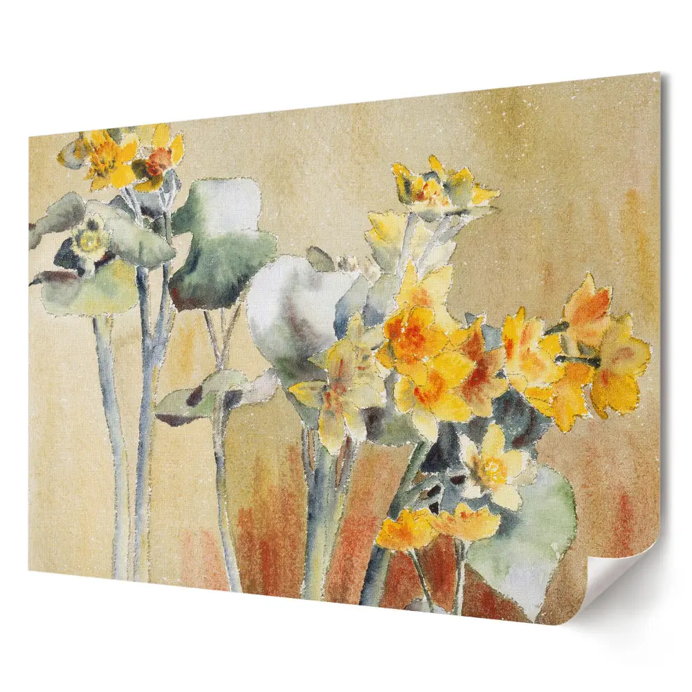 Poster decorativ pentru living cu compoziție florală în culori delicate