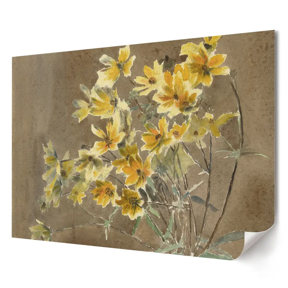 Tablou canvas modern cu flori în nuanțe delicate de galben