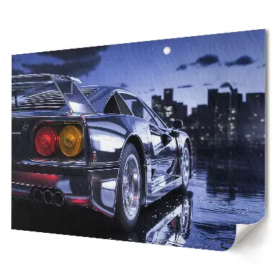 Tablou canvas modern cu mașină sport în decor nocturn