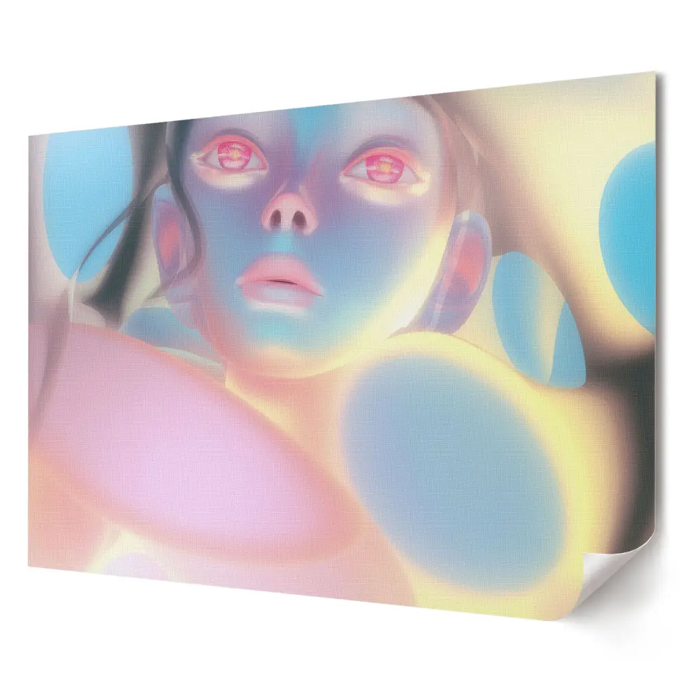 Poster pentru living cu figură futuristă în culori pastelate