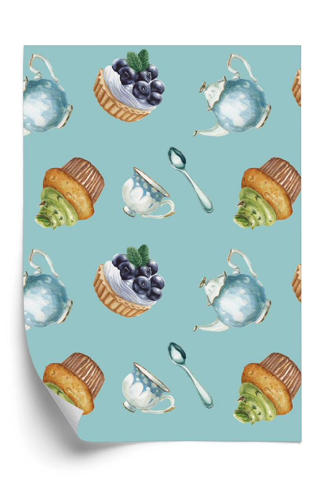 Tapet decorativ Prajitura si ceai