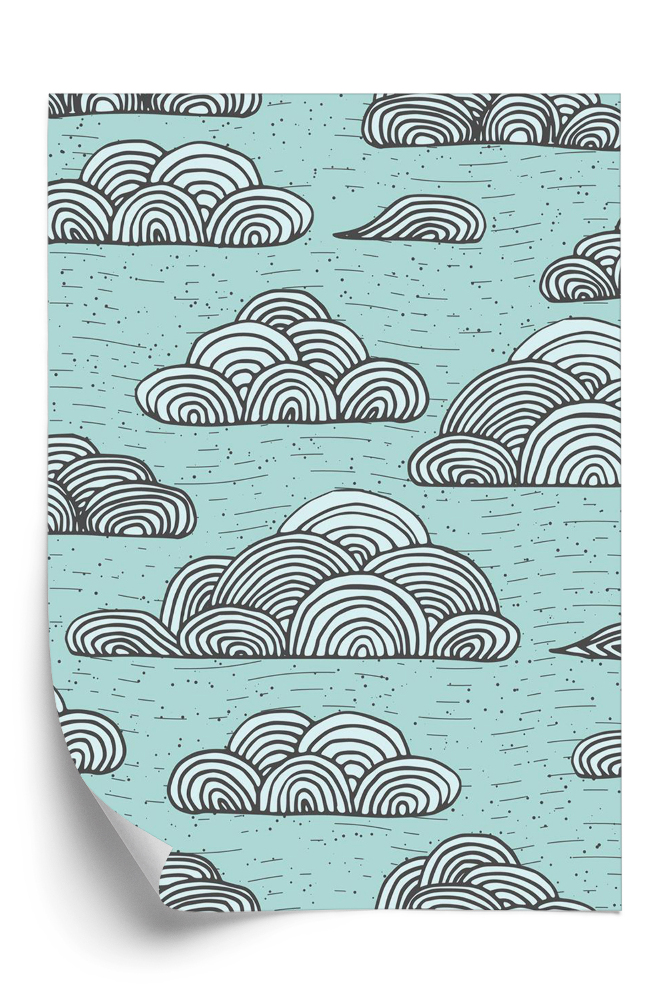 Tapet de perete Model delicat cu nori pe cerul albastru