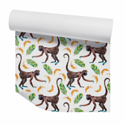 Tapet decorativ Drăguțe maimuțe și banane