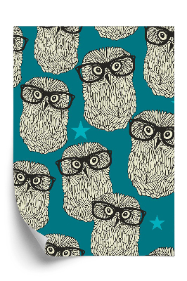 Tapet perete Bufnițe hipster cu ochelari