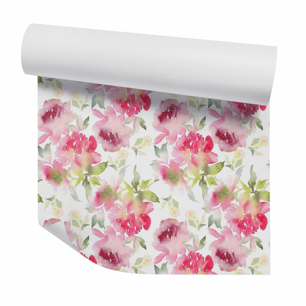 Tapet decorativ Flori de acuarelă roz