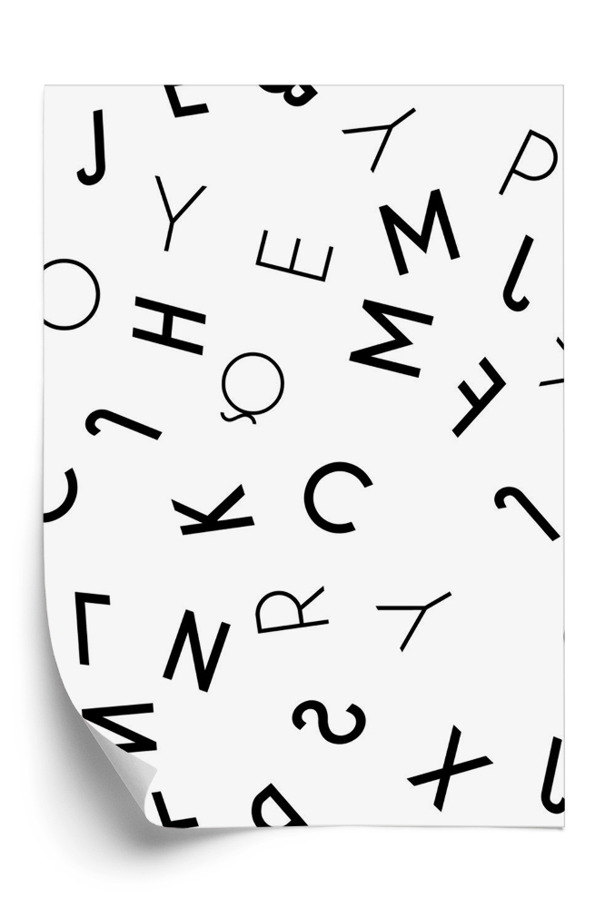 Tapet decorativ Litere negre împrăștiate