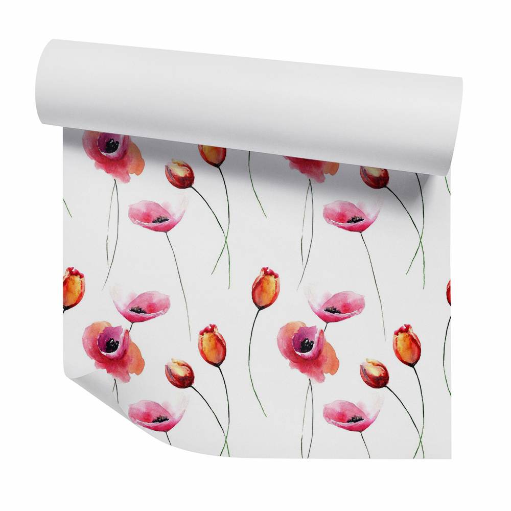 Tapet perete Flori delicate de culoare portocalie-roșu