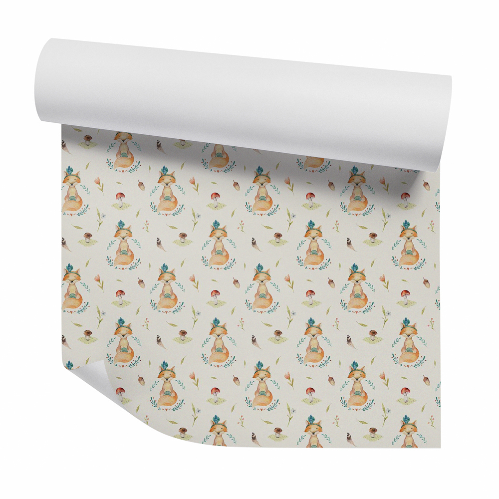 Tapet perete Vulpe printre frunze din pădure